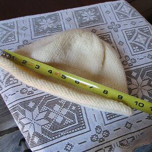 Beige knit round hat beanie. Small size for girl or youth.